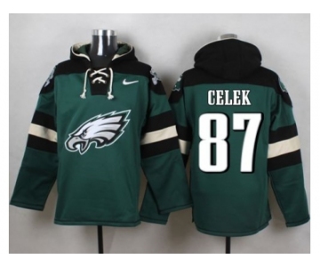 Nike Philadelphia Eagles #87 Brent Celek Green Player Pullover Hoodie