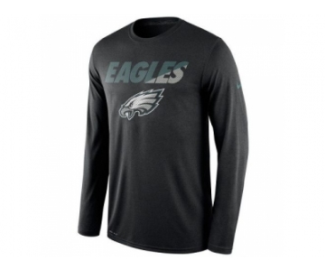 Men's Philadelphia Eagles Nike Black Legend Staff Practice Long Sleeves Performance T-Shirt