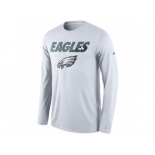 Men's Philadelphia Eagles Nike White Legend Staff Practice Long Sleeves Performance T-Shirt