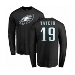 Nike Philadelphia Eagles #19 Golden Tate III Black Name & Number Logo Long Sleeve T-Shirt