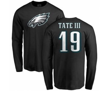 Nike Philadelphia Eagles #19 Golden Tate III Black Name & Number Logo Long Sleeve T-Shirt