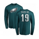 Nike Philadelphia Eagles #19 Golden Tate III Green Name & Number Logo Long Sleeve T-Shirt