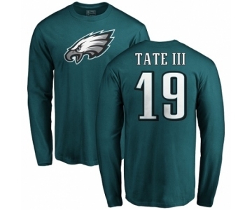 Nike Philadelphia Eagles #19 Golden Tate III Green Name & Number Logo Long Sleeve T-Shirt