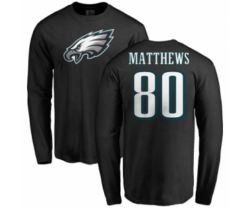 Nike Philadelphia Eagles #80 Jordan Matthews Black Name & Number Logo Long Sleeve T-Shirt