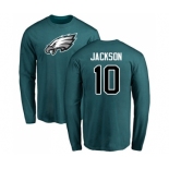 Philadelphia Eagles #10 DeSean Jackson Green Name & Number Logo Long Sleeve T-Shirt