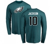 Philadelphia Eagles #10 DeSean Jackson Green Name & Number Logo Long Sleeve T-Shirt