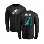 Philadelphia Eagles #51 Zach Brown Black Name & Number Logo Long Sleeve T-Shirt