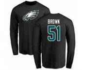 Philadelphia Eagles #51 Zach Brown Black Name & Number Logo Long Sleeve T-Shirt