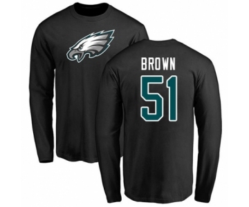 Philadelphia Eagles #51 Zach Brown Black Name & Number Logo Long Sleeve T-Shirt