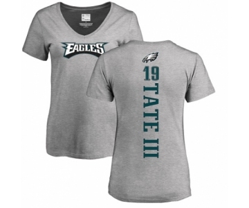 Women's Nike Philadelphia Eagles #19 Golden Tate III Ash Backer V-Neck T-Shirt