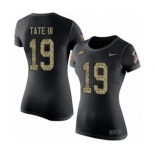 Women's Nike Philadelphia Eagles #19 Golden Tate III Black Camo Salute to Service T-Shirt