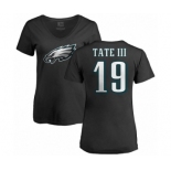 Women's Nike Philadelphia Eagles #19 Golden Tate III Black Name & Number Logo Slim Fit T-Shirt