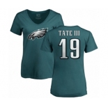 Women's Nike Philadelphia Eagles #19 Golden Tate III Green Name & Number Logo Slim Fit T-Shirt