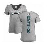 Women's Nike Philadelphia Eagles #80 Jordan Matthews Ash Backer V-Neck T-Shirt