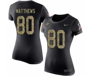 Women's Nike Philadelphia Eagles #80 Jordan Matthews Black Camo Salute to Service T-Shirt