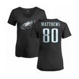 Women's Nike Philadelphia Eagles #80 Jordan Matthews Black Name & Number Logo Slim Fit T-Shirt