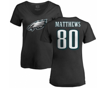 Women's Nike Philadelphia Eagles #80 Jordan Matthews Black Name & Number Logo Slim Fit T-Shirt