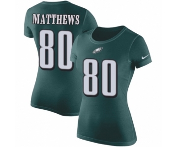 Women's Nike Philadelphia Eagles #80 Jordan Matthews Green Rush Pride Name & Number T-Shirt