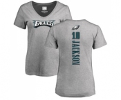 Women's Philadelphia Eagles #10 DeSean Jackson Ash Backer V-Neck T-Shirt