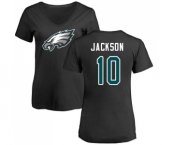 Women's Philadelphia Eagles #10 DeSean Jackson Black Name & Number Logo Slim Fit T-Shirt