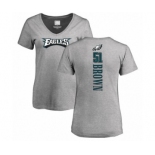 Women's Philadelphia Eagles #51 Zach Brown Ash Backer V-Neck T-Shirt