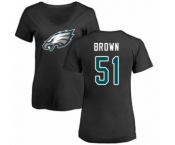 Women's Philadelphia Eagles #51 Zach Brown Black Name & Number Logo Slim Fit T-Shirt