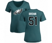 Women's Philadelphia Eagles #51 Zach Brown Green Name & Number Logo Slim Fit T-Shirt