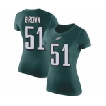 Women's Philadelphia Eagles #51 Zach Brown Green Rush Pride Name & Number T-Shirt