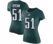 Women's Philadelphia Eagles #51 Zach Brown Green Rush Pride Name & Number T-Shirt