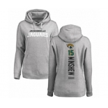 Football Women's Jacksonville Jaguars #15 Gardner Minshew II Ash Backer Pullover Hoodie