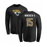 Football Jacksonville Jaguars #15 Gardner Minshew II Black Name & Number Logo Long Sleeve T-Shirt