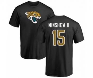 Football Jacksonville Jaguars #15 Gardner Minshew II Black Name & Number Logo T-Shirt