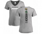 Football Women's Jacksonville Jaguars #15 Gardner Minshew II Ash Backer T-Shirt