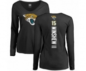 Football Women's Jacksonville Jaguars #15 Gardner Minshew II Black Backer Slim Fit Long Sleeve T-Shirt