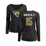 Football Women's Jacksonville Jaguars #15 Gardner Minshew II Black Name & Number Logo Slim Fit Long Sleeve T-Shirt