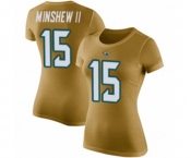 Football Women's Jacksonville Jaguars #15 Gardner Minshew II Gold Rush Pride Name & Number T-Shirt