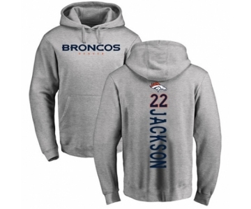 Football Denver Broncos #22 Kareem Jackson Ash Backer Pullover Hoodie