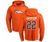 Football Denver Broncos #22 Kareem Jackson Orange Name & Number Logo Pullover Hoodie