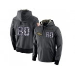 Men Denver Broncos #80 Jake Butt Stitched Black Anthracite Salute to Service Player Performance Hoodie