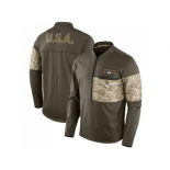 Men Denver Broncos Nike Olive Salute to Service Sideline Hybrid Half-Zip Pullover Jacket