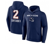 Men's Denver Broncos #2 Pat Surtain II Navy Team Wordmark Name & Number Pullover Hoodie