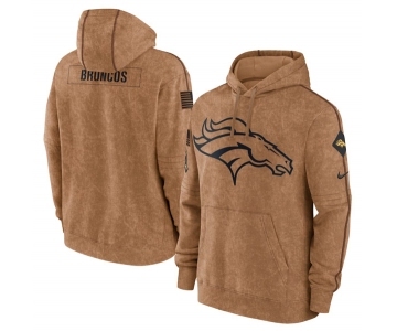 Men's Denver Broncos 2023 Brown Salute to Service Pullover Hoodie