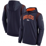 Men's Denver Broncos Navy Sideline Stack Performance Pullover Hoodie