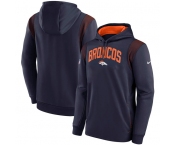 Men's Denver Broncos Navy Sideline Stack Performance Pullover Hoodie