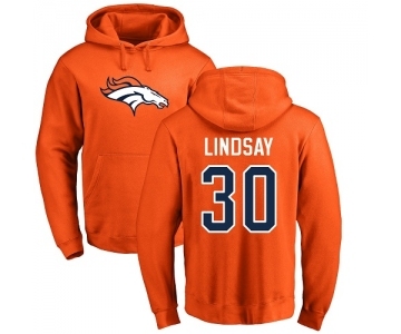 NFL Nike Denver Broncos #30 Phillip Lindsay Orange Name & Number Logo Pullover Hoodie