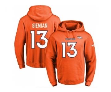 Nike Denver Broncos #13 Trevor Siemian Orange Name & Number Pullover NFL Hoodie