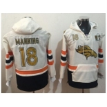 Nike Denver Broncos #18 Peyton Manning White(Gold No.) Name & Number Pullover NFL Hoodie