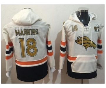 Nike Denver Broncos #18 Peyton Manning White(Gold No.) Name & Number Pullover NFL Hoodie