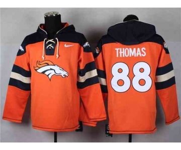 nike nfl jerseys denver broncos #80 thomas black-orange[pullover hooded sweatshirt]