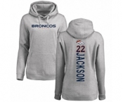 Football Women's Denver Broncos #22 Kareem Jackson Ash Backer Pullover Hoodie